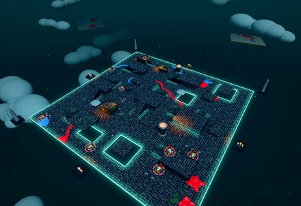 The Crypt: a dark stone floor lit in eerie teal.